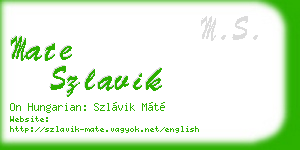 mate szlavik business card